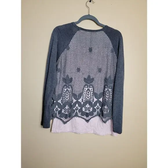 Democracy Layered Crochet Knit Top - Picture 3 of 6